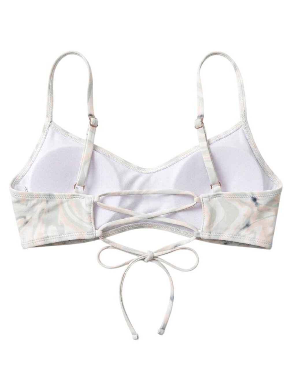 NWT Pastel Swirl Top Swimsuit Adjustable Wireless Padded L Crisscross Back - Picture 4 of 9